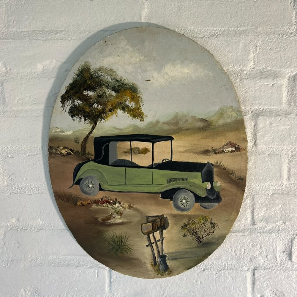 Vintage Painting Classic Car on Stretch Canvas